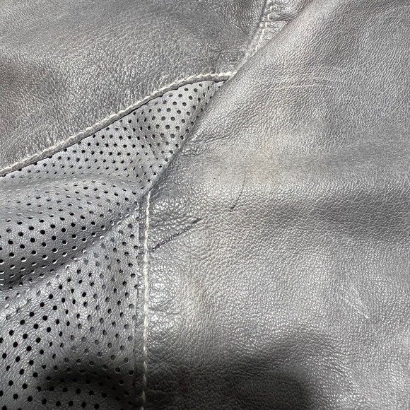 Williams & Kent Mens Gray Leather Lined Full Zip Motorcycle Jacket Plus Size XXL - Picture 7 of 16